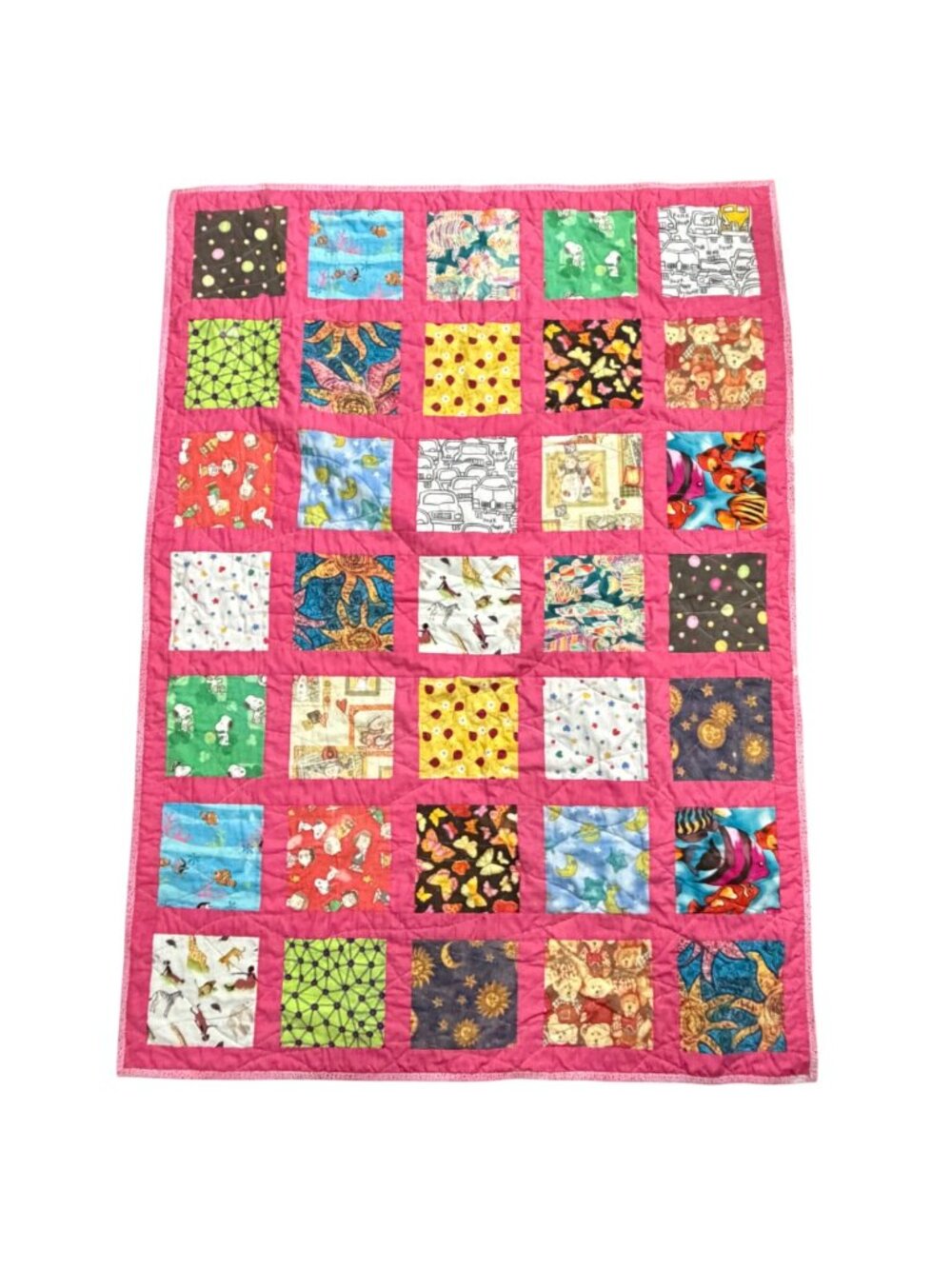 Handmade Patchwork Quilt Snoopy Reversible Baby or Lap Blanket - 36.5 x 51